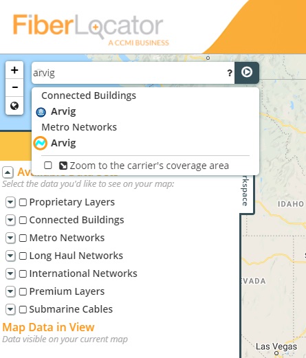 New FiberLocator search bar